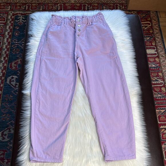 Zara Lilac High Rise Paper Bag Jeans - Picture 2 of 9